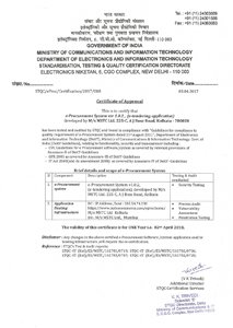 MSTC e-Procurement Certificate